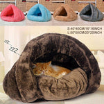 Pet Dog Cat Cave Bed Small Warm Igloo Nest House Puppy Tapered Paw Print Kennel Comfortable kennel