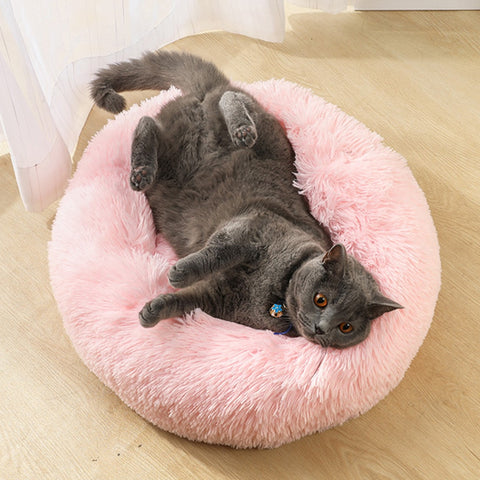 Dog Round Cat Dog Bed Warm Sleeping Bag Long Plush Soft Pet House Calming Bed Cama Para Cachorro Gatos Productos Para Mascotas