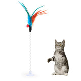 Cat Interactive Toy Stick Feather Wand With Small Bell Mouse Cage Toys Plastic Artificial Colorful Cat Teaser Toy Pet Supplies