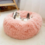 Long Plush Super Soft Pet Cat Bed Kennel Dog Round Cat Winter Warm Sleeping Bag Puppy Cushion Mat Portable Cat Supplies