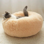 Long Plush Super Soft Pet Cat Bed Kennel Dog Round Cat Winter Warm Sleeping Bag Puppy Cushion Mat Portable Cat Supplies