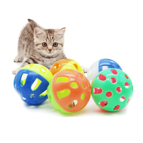 Plastic Colorful Cat Toys Bells Balls Play Kitten Fun Games Pets Interactive Animal Exercise Funny Cat Toy Ball