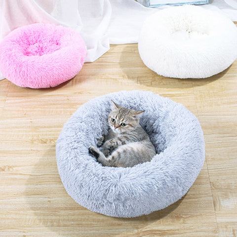 Pet Calming Bed Shag Donut Cuddler Plush Cats Dog Sleeping Mat Winter Comfortable Bed E2S