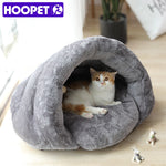 HOOPET New Arrival Warm Cat Sleeping Bags Pet Beds Half Cover Winter Nest Kitty House Cats Bed Brown 2 Size #K